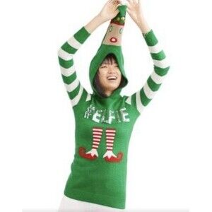 No Boundaries ELFIE ELF Ugly Christmas Sweater Hoodie